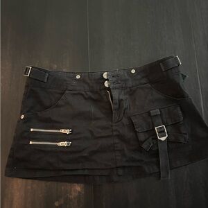 Black Mini Skirt with Zipper Details